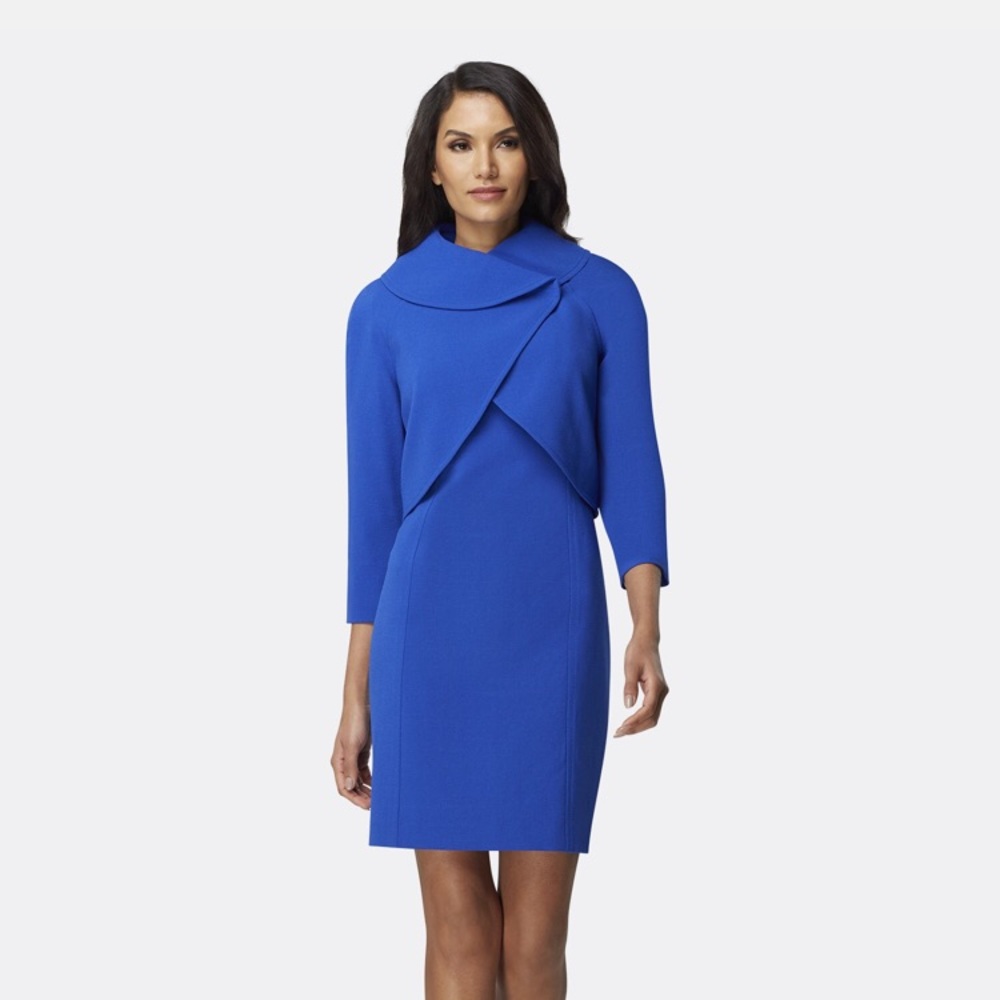 Tahari Envelope Collar Jacket Dress Suit